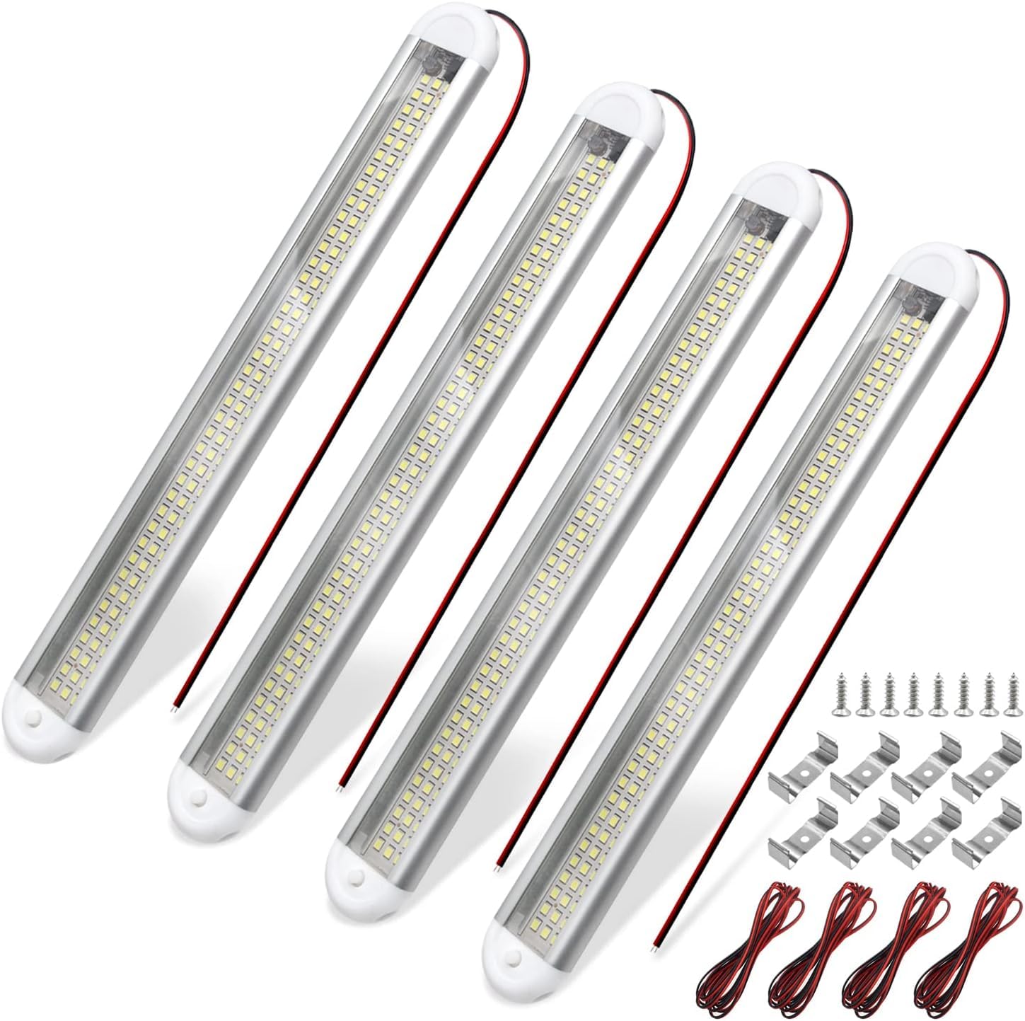 Schrankbeleuchtung 120 LED,4 Stück Schranklicht Schrankleuchte Led Leiste,30cm Neutralweiß Lichtleiste mit Verlängerungskabeln,Lichtleiste für Küche,Treppe,Schlafzimmer,Werkstatt, Keller 6000K