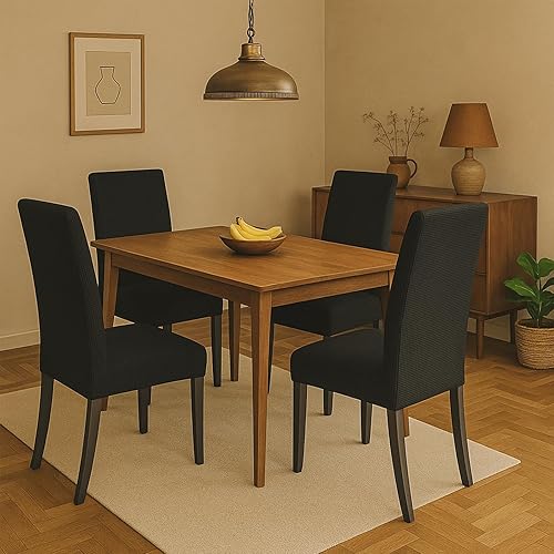 Miniatura 4 de Aertiavty Juego de 4 fundas para sillas de comedor, fundas para sillas de cocina, fundas para sillas de comedor, fundas para sillas Parsons, color
