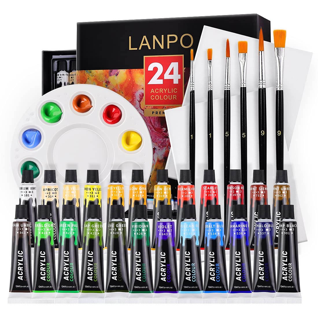 Buy Premium Acrylic Paint Set Professional 24 Color 12ml each tube with