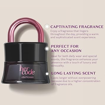 O Boticario Her Code Eau de Parfum, Touch Eau de Parfum, Long-Lasting, Sensual Oriental Woody Fragrance for Women, 1.7. Ounce (50 ml)