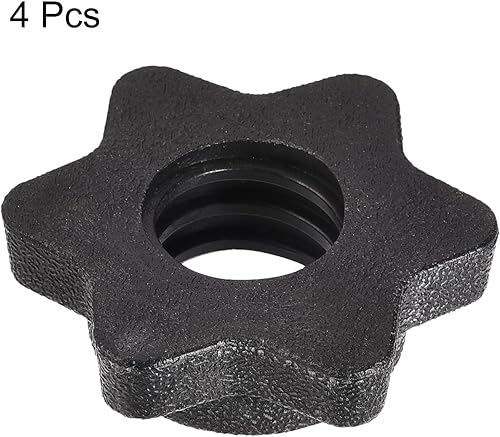 Miniatura 3 de uxcell Tuerca hexagonal para mancuernas, 4 tornillos de plástico M25 antideslizantes para levantamiento de pesas, color negro