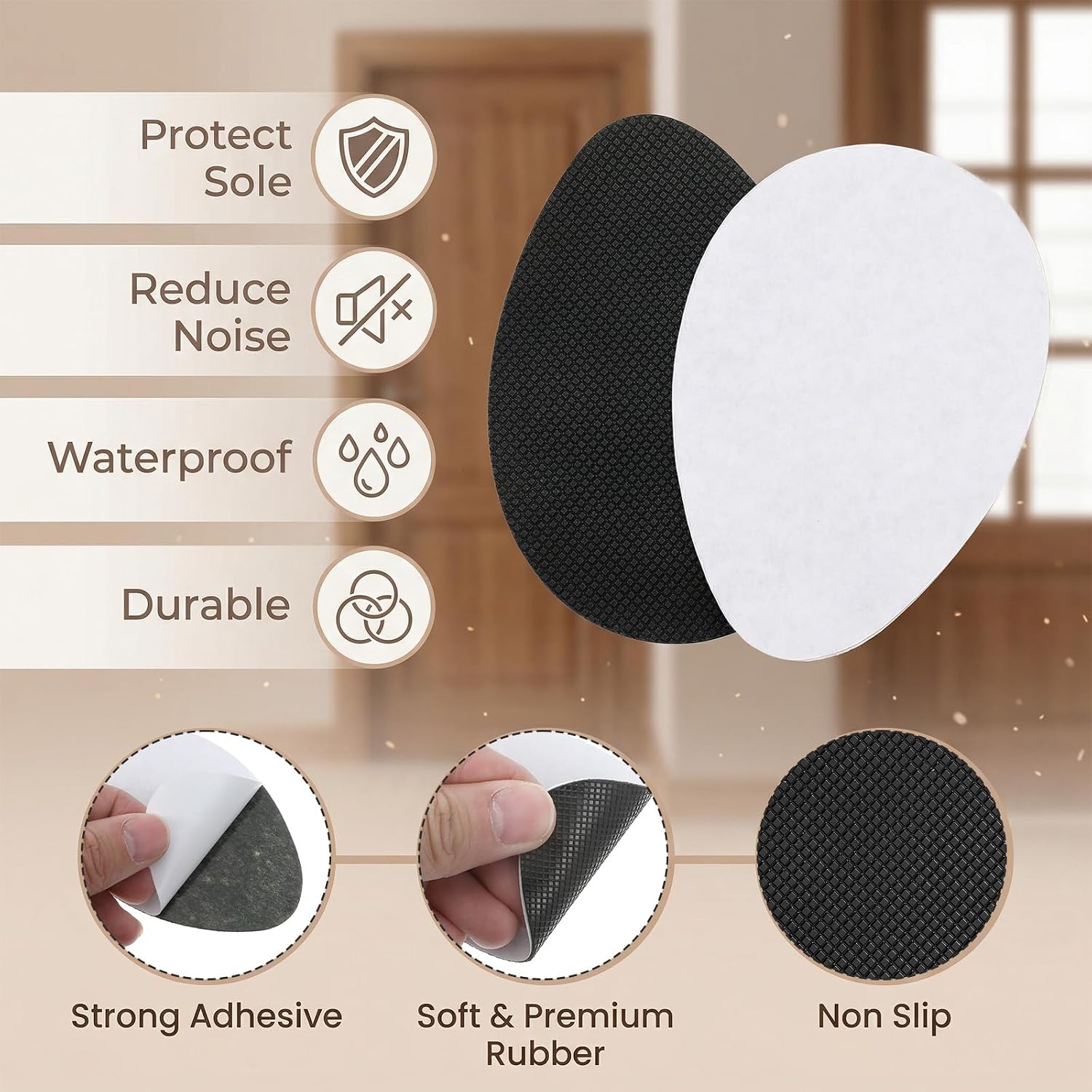 30 Pcs Anti Slip Shoe Grips on Bottom of Shoes, Self Adhesive Non Slip Shoe Pads, Rubber Soles Protector, Non-Skid Shoes Gummies for Heels(Black)