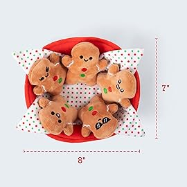 Emotional Support Gingerbreads by Relatable, Cuddly Plush Toys and Stuffed Animals, Includes 5 Plushies with Basket, Cute Christmas Decor or Funny White Elephant Gift Idea