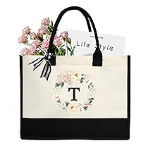 Borsa in tela con 26 lettere dalla A alla Z, borsa regalo personalizzata, adatta per matrimoni, compleanni, spiaggia, vacanze, è un ottimo regalo per donne, mamme, insegnanti, amici, damigelle d’onore