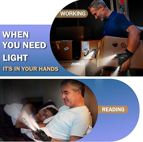 Miniatura 8 de Guantes LED con luces impermeables, regalos para hombres y mujeres, guantes de linterna, herramientas de guante, luces de dedo como accesorios de