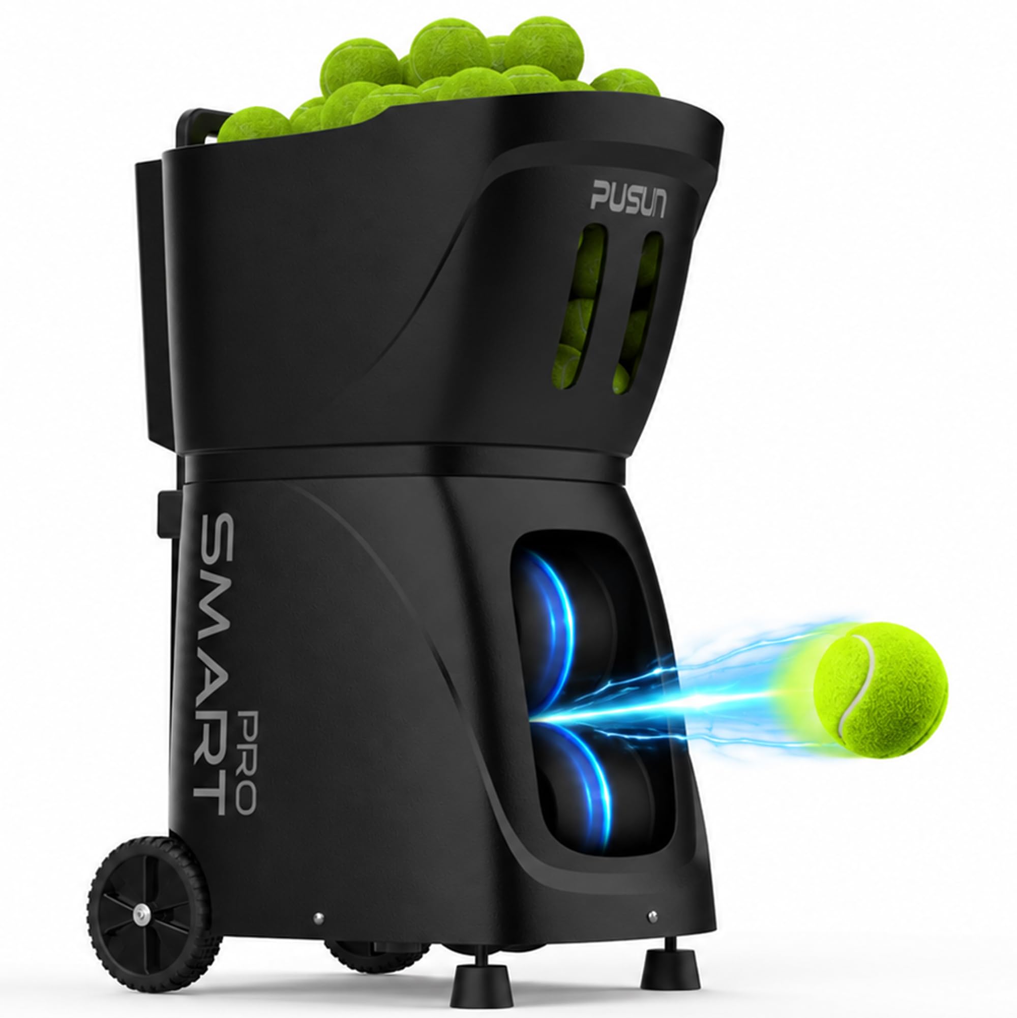 PUSUN PT-Smart Pro Internes Oszillations-Tennisball-Maschine: App-Steuerung, 12 Trainingsmodi, 75 MPH, 5H Akku, tragbar für Tennis & Padel für Anfänger bis Profis