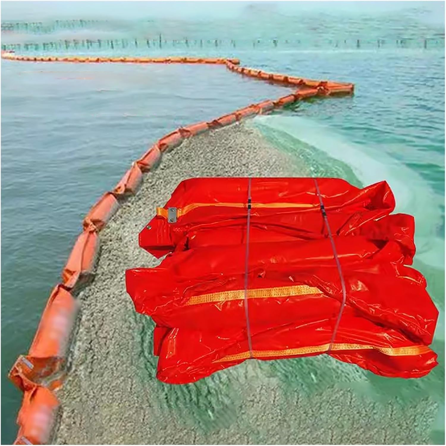 Solid Floating River Waste Fencing,PVC Water Barrier,Float -type PVC Oil Bar,Flood Control Fencing for Water Anti -diffusion Isolation(0.45x5m)