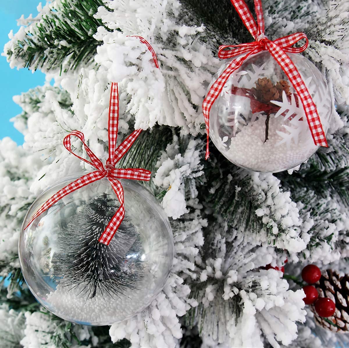 Bola de Gota Hueca para Colgar, para Rellenar Decoraciones navideñas, Adornos de árbol de Navidad para Bodas, 15 Piezas de Adornos Transparentes, Adornos de plástico rellenables