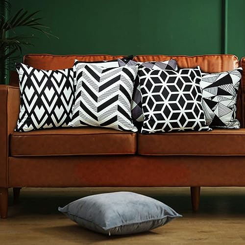 Miniatura 6 de BEDSUM Funda de almohada de microfibra, suave, decorativa, geométrica, abstracta, triangular, funda de cojín cuadrada para sofá, dormitorio, 18 x 18