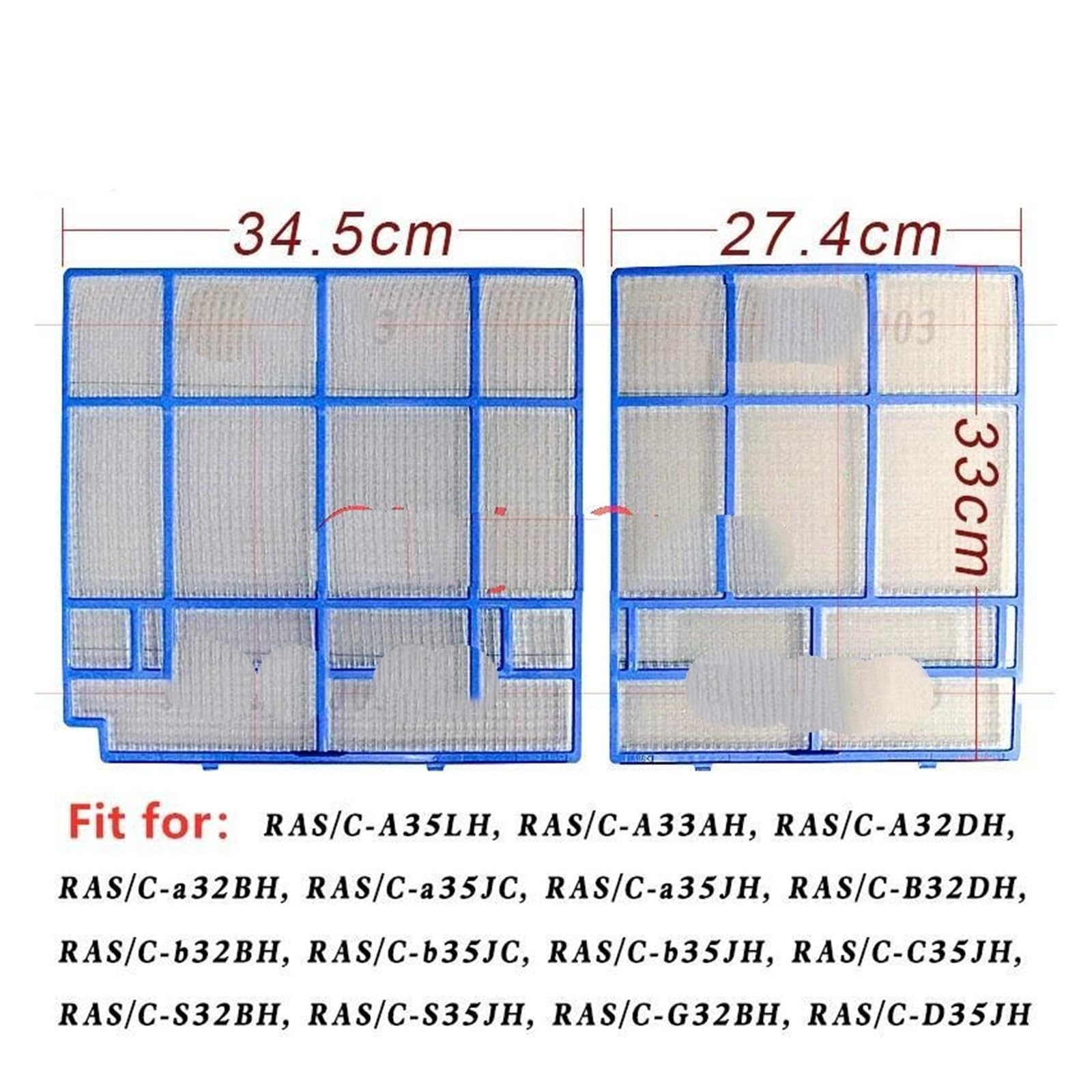 1 Set Filtro Aria Condizionata, Compatibile Con HITACHI, RAS-a32BH,RAS-a35JH,RAC-a35JC,RAS-b32BH RAS-b35JC,RAS-b35JH,RAS-G32BH