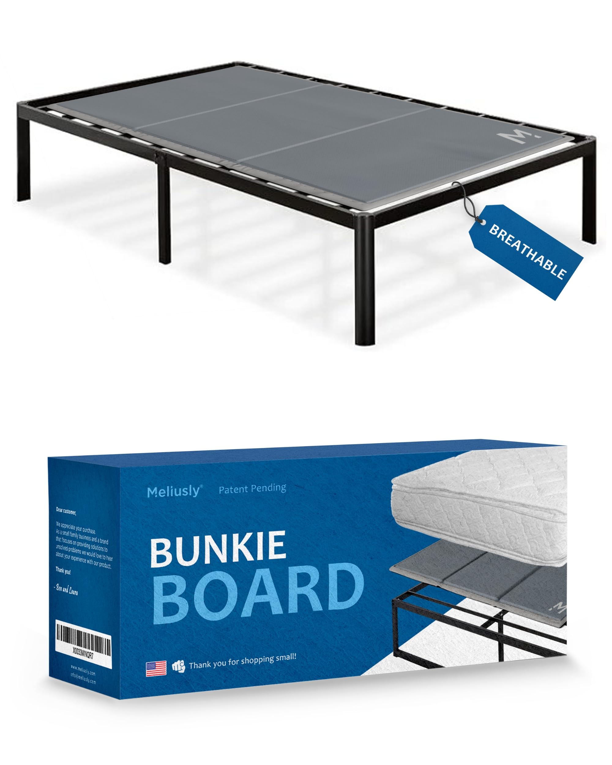 Premium 10mm Bunkie Board Twin Size (38x75'') Patent Pending Low Profile Bed Board Design - Breathable, Noise Minimizing, Moisture Resistant Twin Size Bunkie Boards, Low Profile Bed Support Board