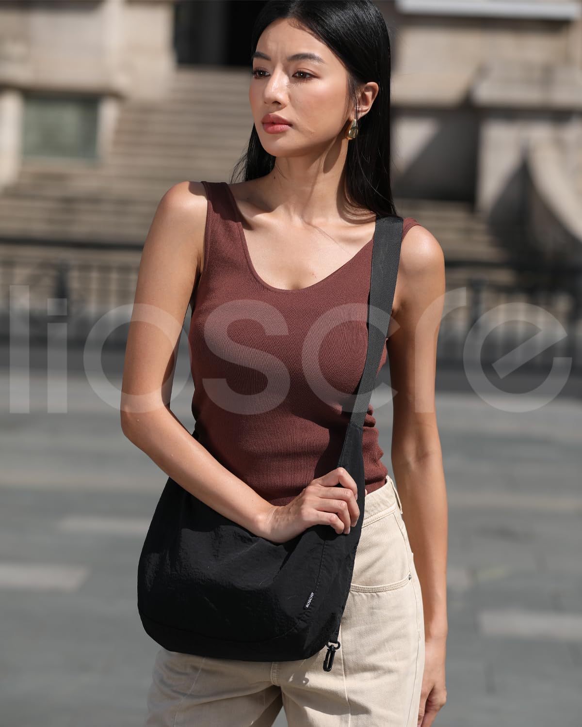 Iioscre Medium Crossbody Crescent Bag for Women Men Trendy, Nylon Crossbody Hobo Bag with Adjustable Strap and Inner Pockets. - Image 2