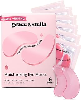 grace & stella Award Winning Under Eye Mask - Reduce Dark Circles, Puffy Eyes, Undereye Bags, Wrinkles - Gel Under Eye Patches - Gifts for Mom - Vegan Cruelty-Free Self Care (Pink, 6 Pairs)