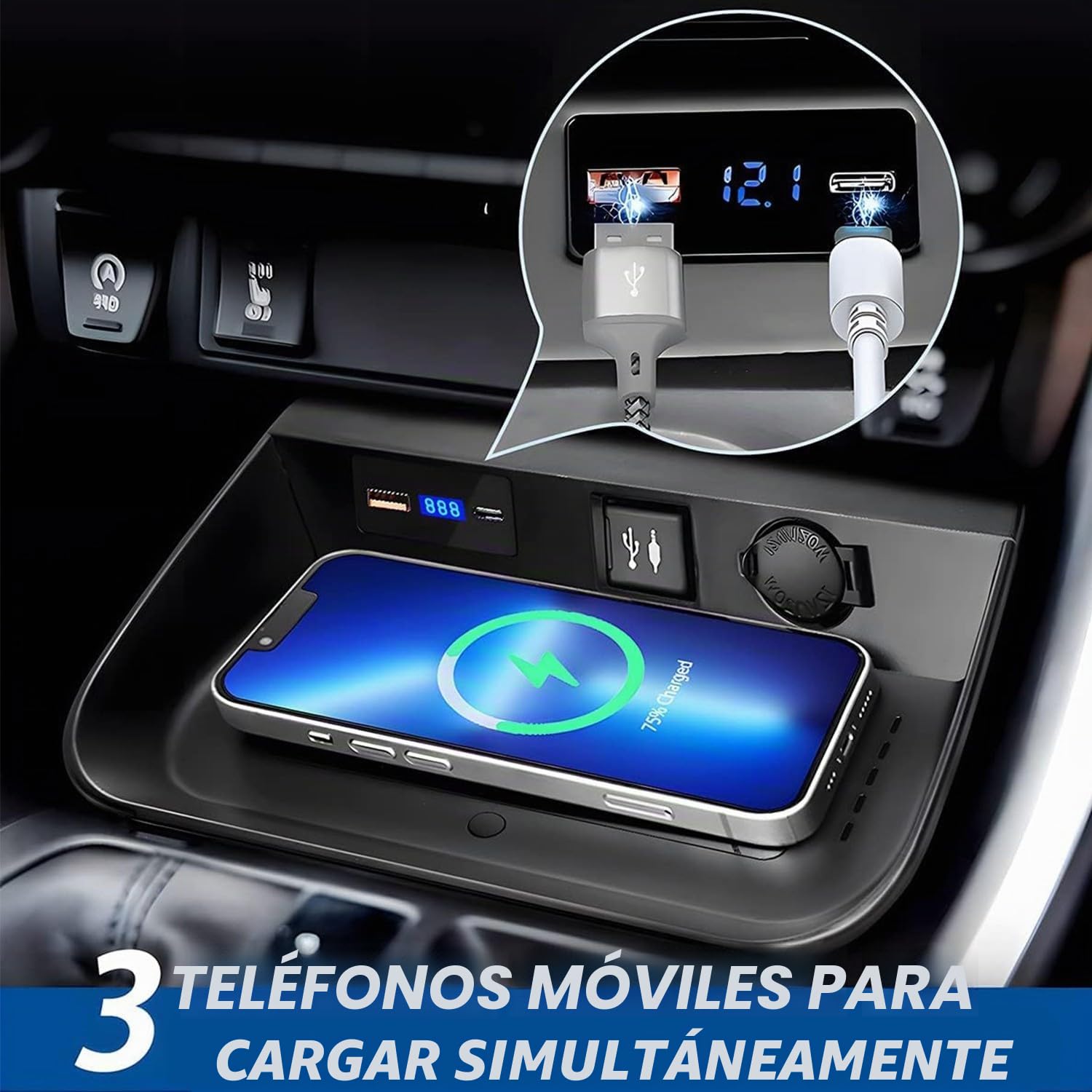 Cargador Inalámbrico Coche para Toyota RAV4 2019 2020 2021 2022 2023,15W Carga Rápida Auto Teléfono Cargador para Toyota RAV4 LE XLE Hybrid Premium XSE Limited SE Prime Accesorios(Left Drive)