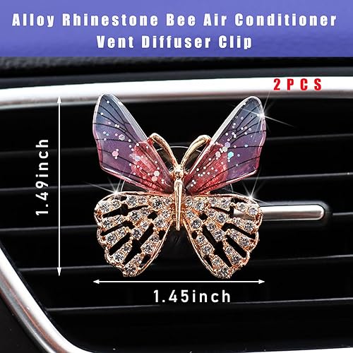 Vista 43 de Augeny 2 clips de ventilación de libélula brillantes, bonitos clips de ventilación de ambientadores de automóvil de cristal, clip de ventilación
