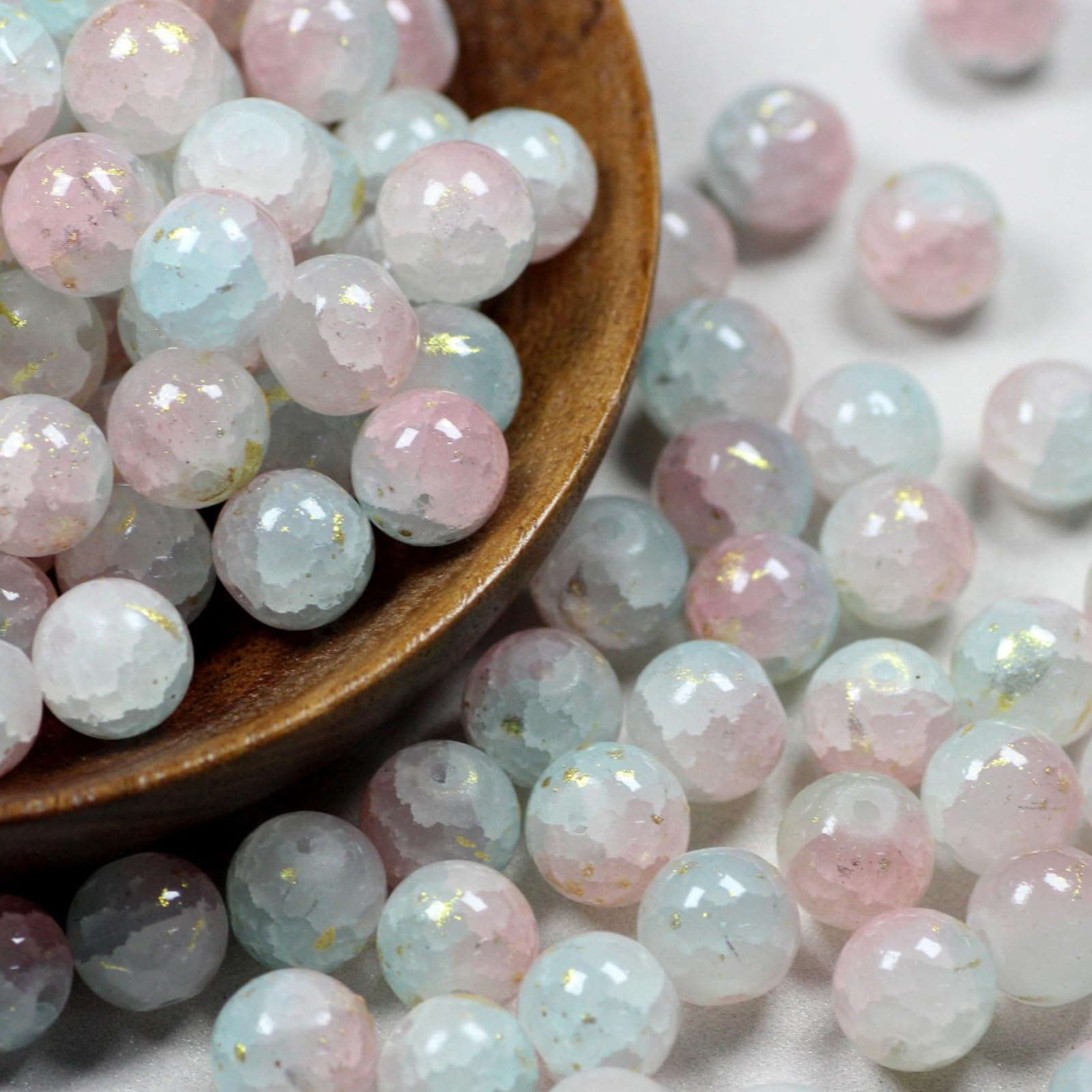 Perles en vrac 200 pièces de perles rondes craquelées colorées de 10MM en vrac