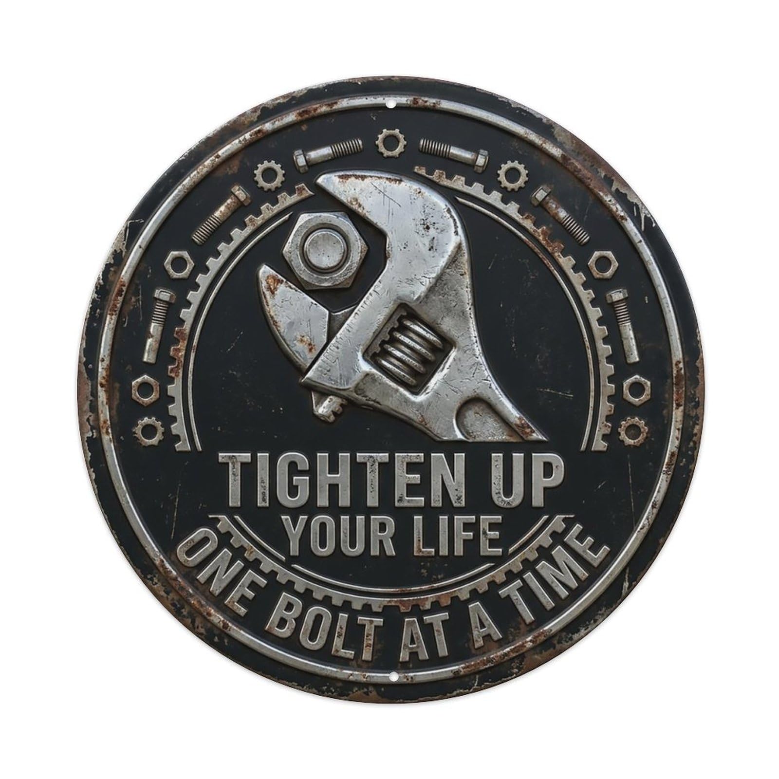 Wrench Turn Fix Garage Metal Tin Sign