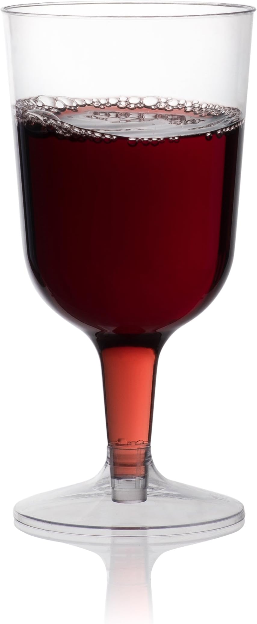 100 Plastic Wine Glasses/Wine Cups | 2 Piece Stemmed Glasses 6 Oz | Clear Plastic Elegant Wine Cup | Ideal For Parties, Weddings Or any Occasion
