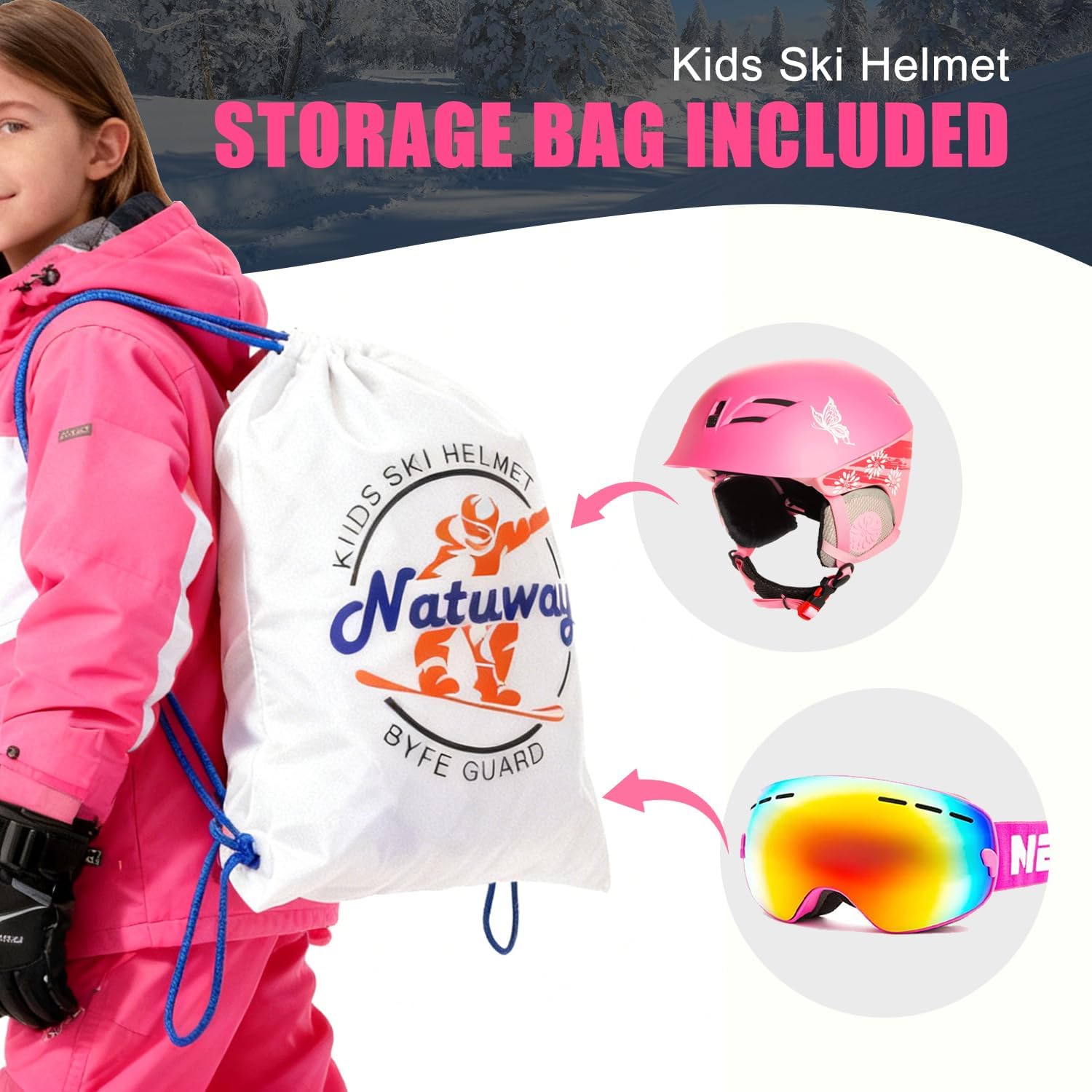 Kids and Toddlers Ski Helmet Snowboard Helmet and Goggles Combo Comfort Safty and Very Lightweight ASTM Certified for Boys,Girls and Young Skiers