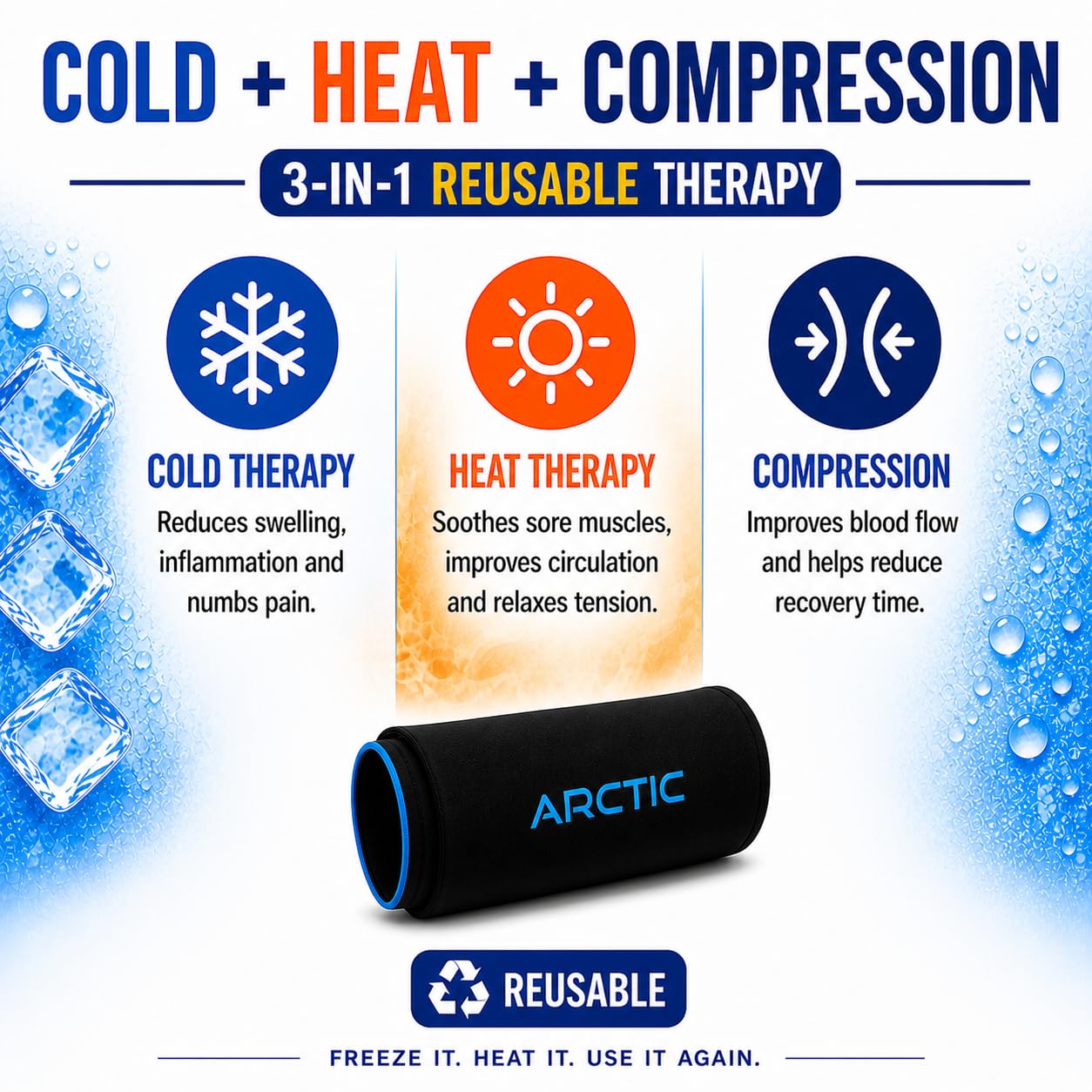 Paquete de 2 compresas de hielo para codo y rodilleras, mangas de gel reutilizables, compresa de hielo para piernas, manga de hielo para brazos, codo, terapia de frío y calor para lesiones