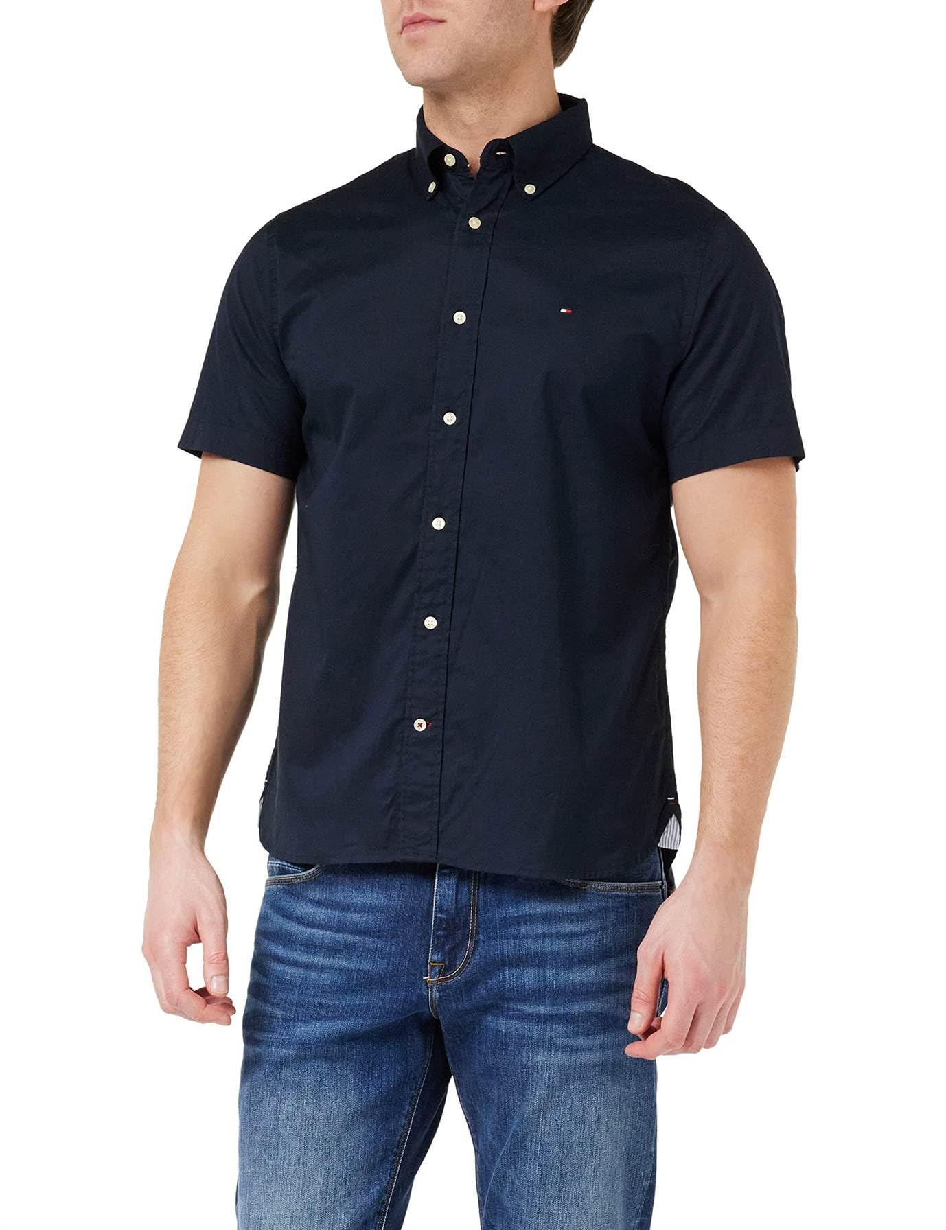 Tommy Hilfiger Men Shirt Casual, Blue (Desert Sky), L