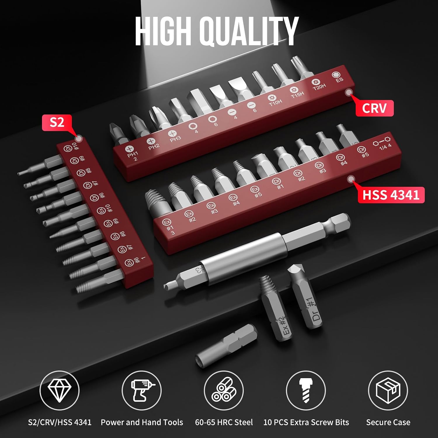 STREBITO 32PCS Damaged Screw Extractor Set, Stripped Screw Extractor(Red)