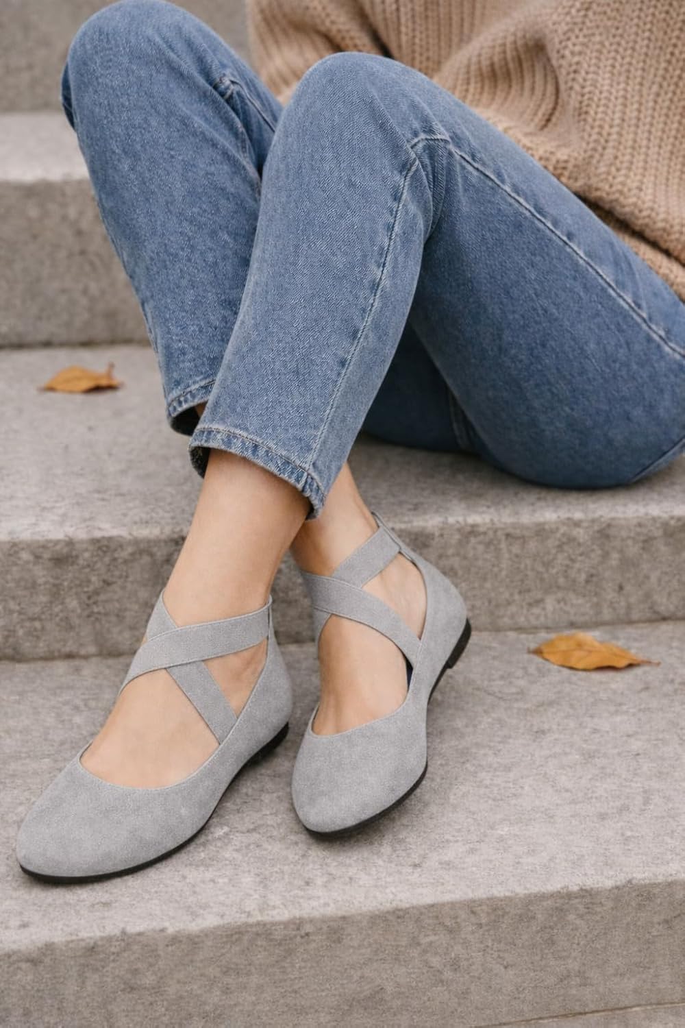 Women's Comfortable Ballet Flats with Strap, Ballerina Flats with Elastic Ankle Straps for Women Renaissance Shoes Women Flat Ballerina Shoes - Image 2