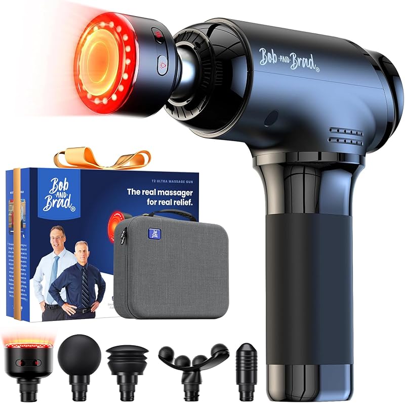 T2 Ultra Deep Tissue Massage Gun, Heat & Red LED, FSA-HSA | Portable Percussion Massager for Athletes, Heated Muscle Recovery, Red LED Feature, Carrying Case, FSA-HSA Eligible
