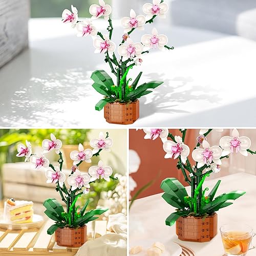 Miniatura 2 de Bilinott Juego de construcción de flores de orquídeas vibrantes experiencia estimulante y educativa para edades de 6 años en adelante