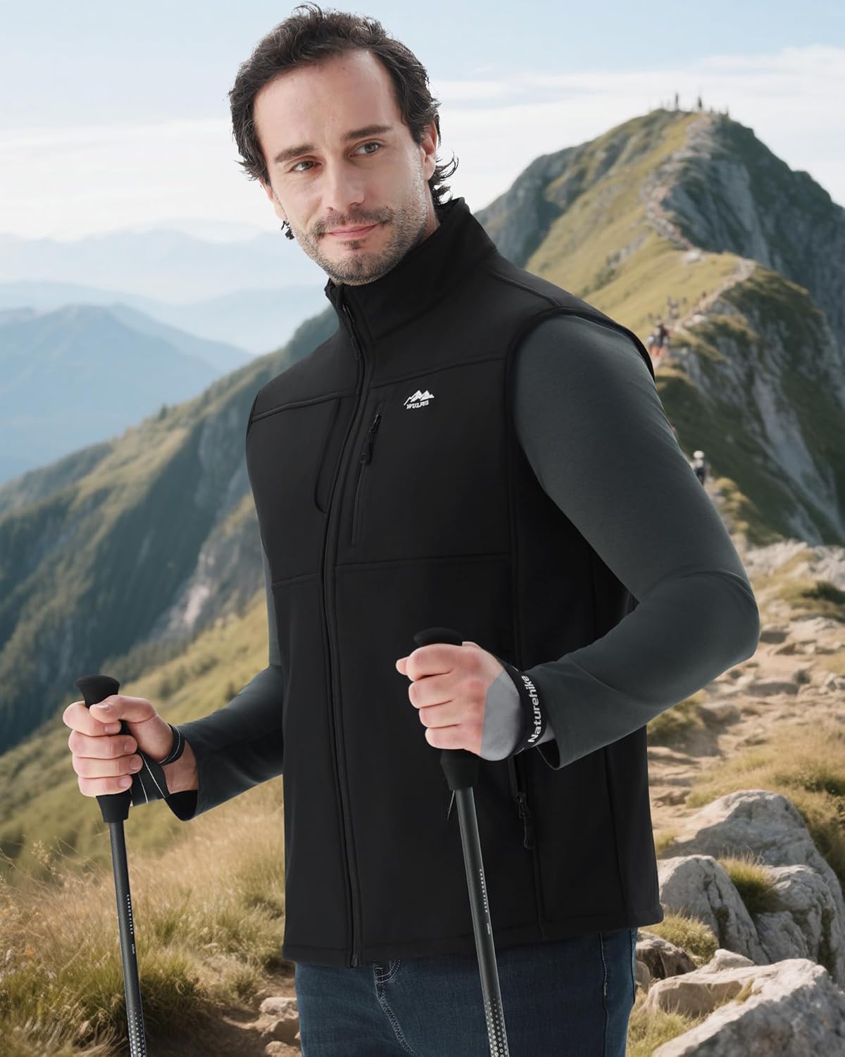 WULFUL Men's Windproof Lightweight Golf Vest Outerwear with Pockets Softshell Sleeveless Jacket for Running Hiking Sports - Image 3