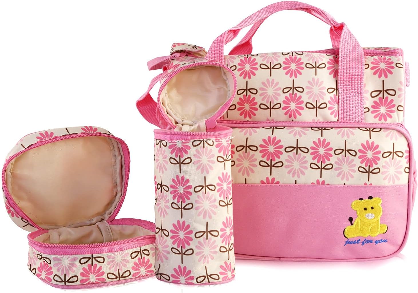 5 PCS Diaper Bags Tote Set for Boy Girls Mom, Large Capacity Baby Bag Multifunctional Maternity Bag for Travel Changing - Image 7