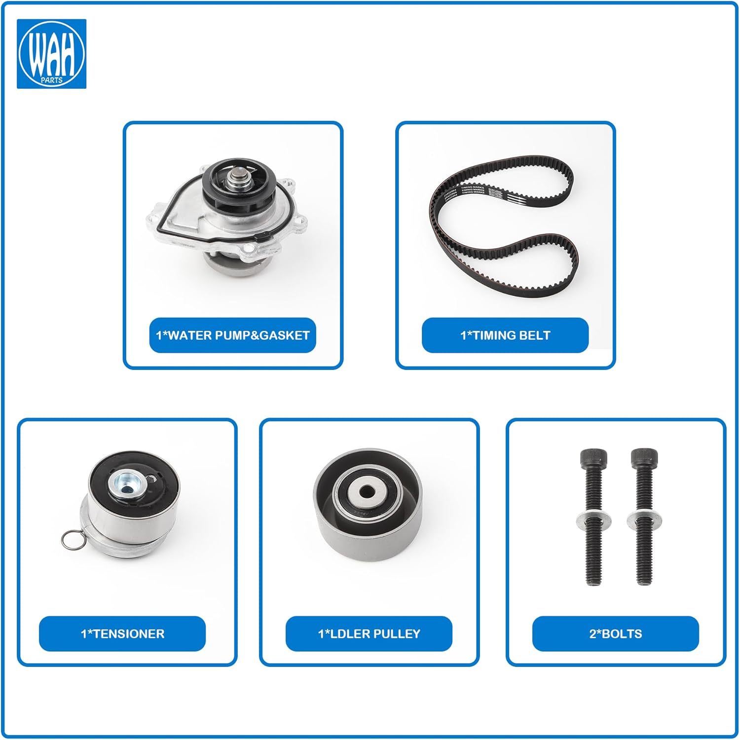 Timing Belt Kit with Water Pump Compatible with 2010-2015 Chevy Cruze 1.8L 2009-2011 Aveo 1.6L 2012-2018 Sonic 1.8L TCKWP338 2519511 24422964 55574864 24436052