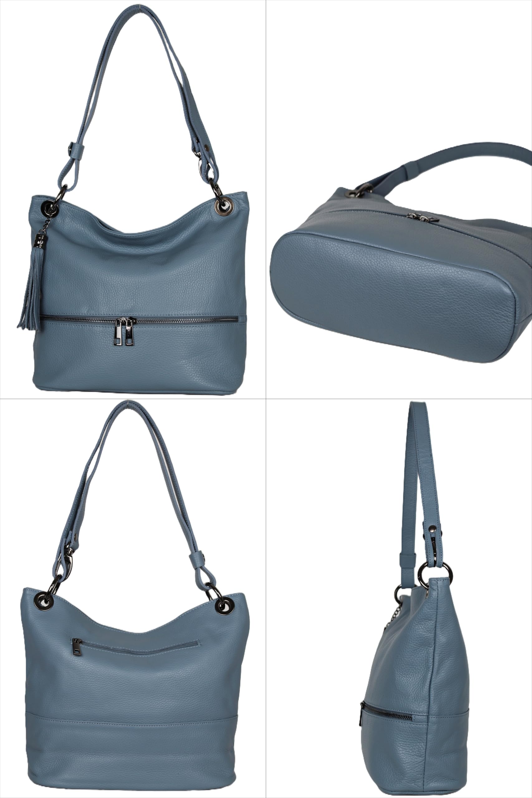 AMBRA Moda GLX37 - Italienische Handtasche, Damen - Schultertasche Damen Umhängtaschen Leder