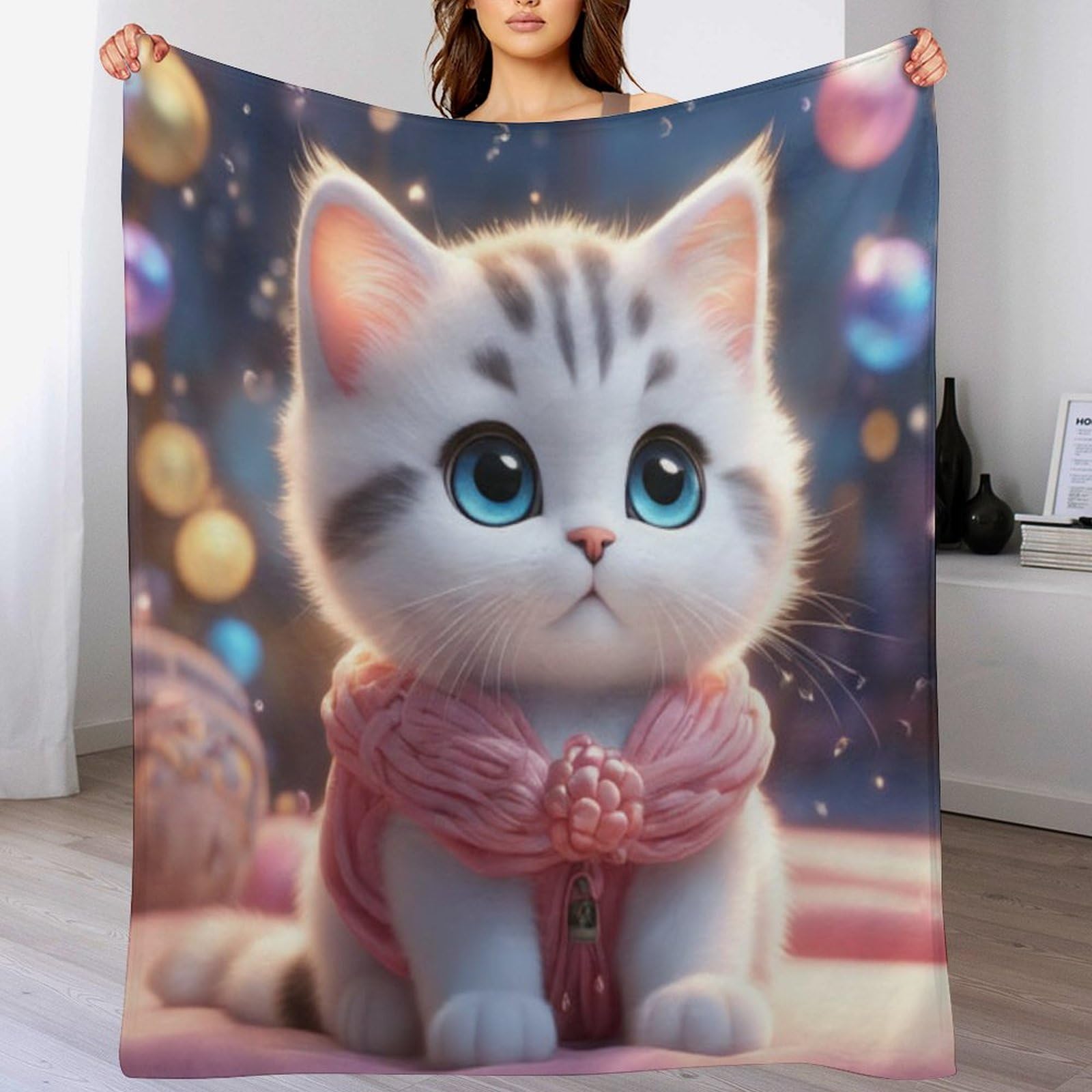 Couvertures de canapé de lit chat mignon jeté flanelle salon 100x130cm