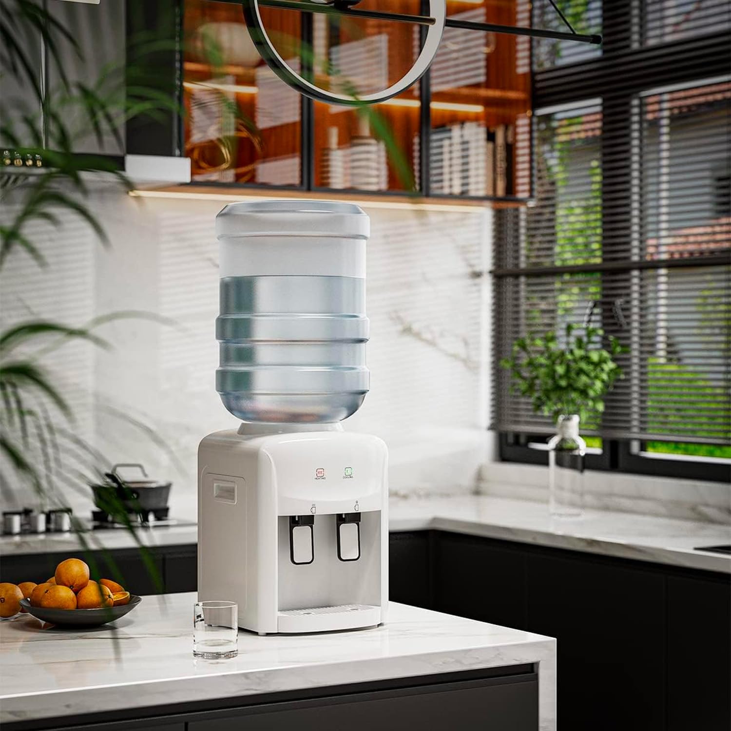 Avilia Erogatore d'Acqua Elettrico - Distributore Acqua a 2 Temperature con Riscaldamento 500W, 0.5L, e Raffreddamento 70W, 1.5L, in ABS e Acciaio Inox, 29x38x28cm