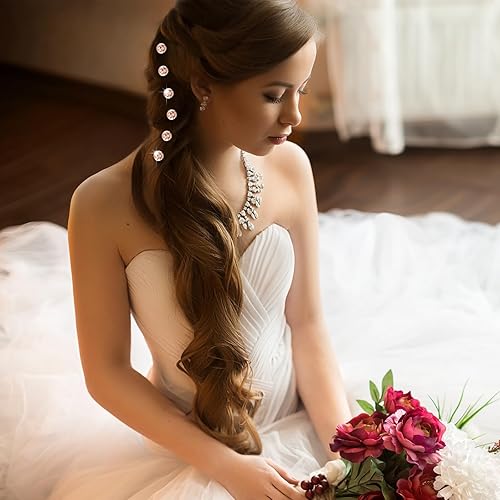 Miniatura 10 de Juego de 60 piezas de espirales de cristal con diamantes de imitación bobina plateada para bodas novias bailes fiestas y ocasiones especiales con