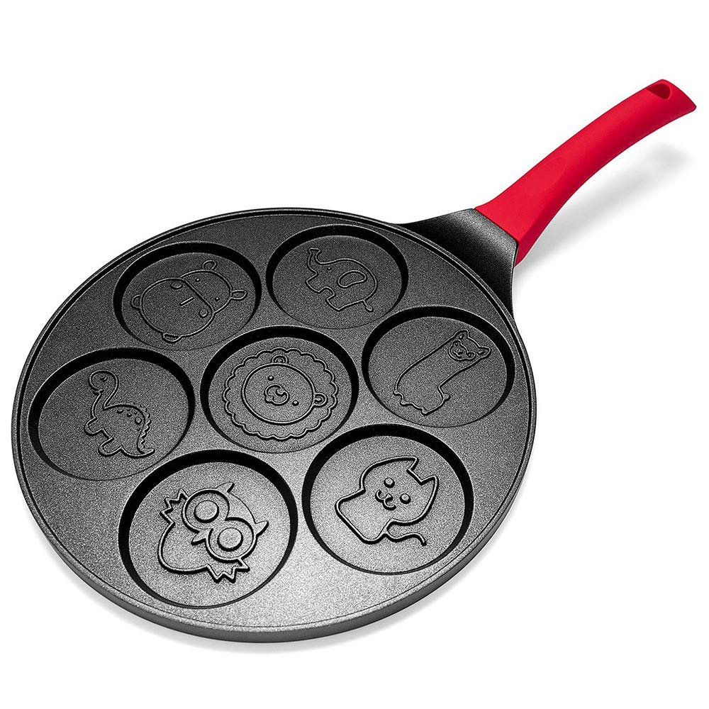 Crêpière 7 moules animaux poêle antiadhésive pour le goûter des enfants