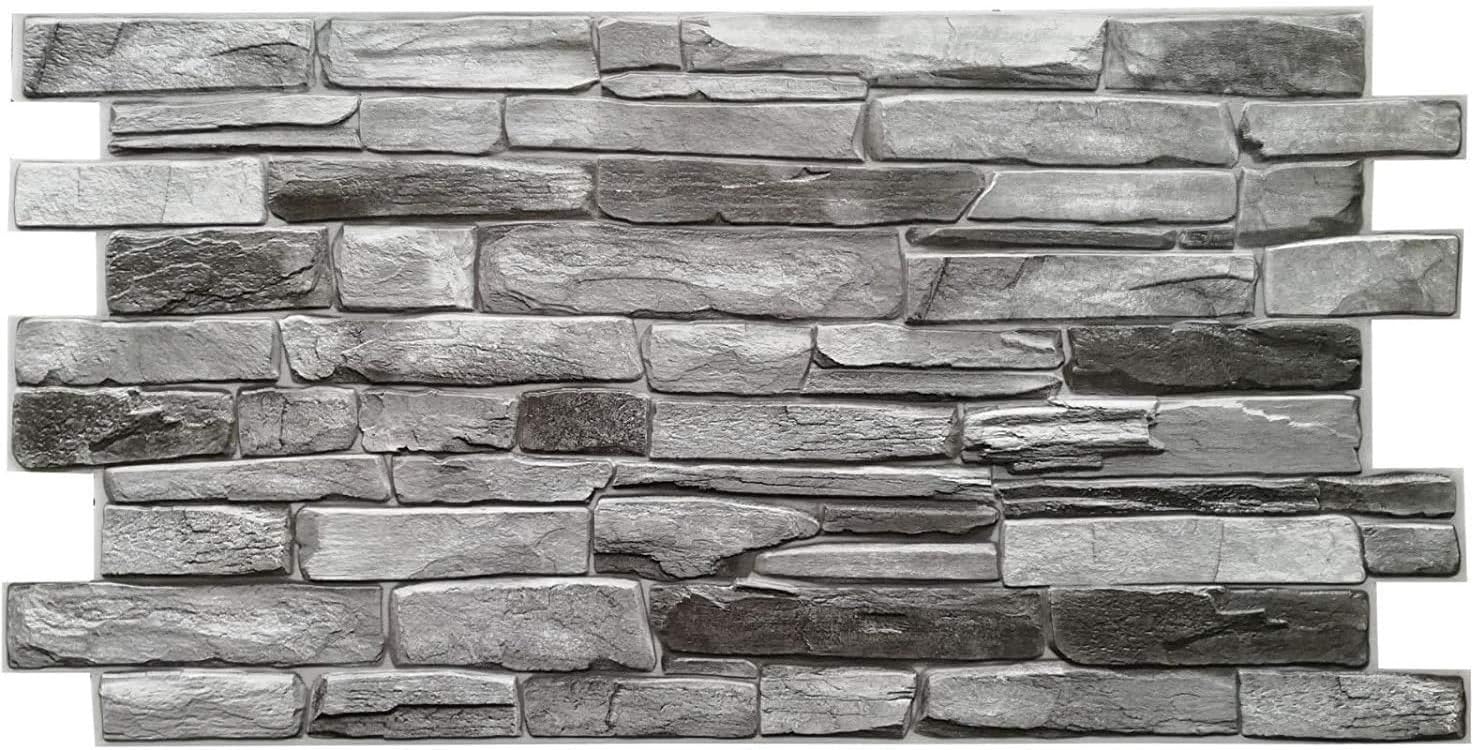 PVC Wall Panels 3D Decorative Tiles Cladding (Grey) - BigaMart