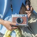 ZENKO Mini EVO Case - Compatible for Fujifilm Instant Camera - With Shoulder Strap - Brown Lychee Texture Horizontal Style (Transparent) gallery image