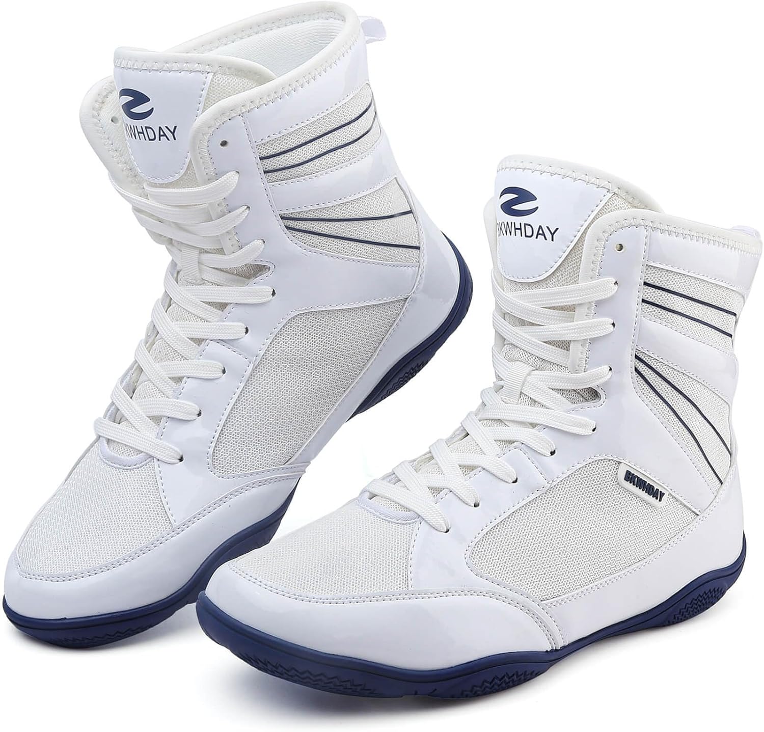 BKWHDAY Boxing Shoes Men Wrestling Shoe for Mens Weightlifting Powerlifting Deadlift Squatting High Top Fitness Zero Drop