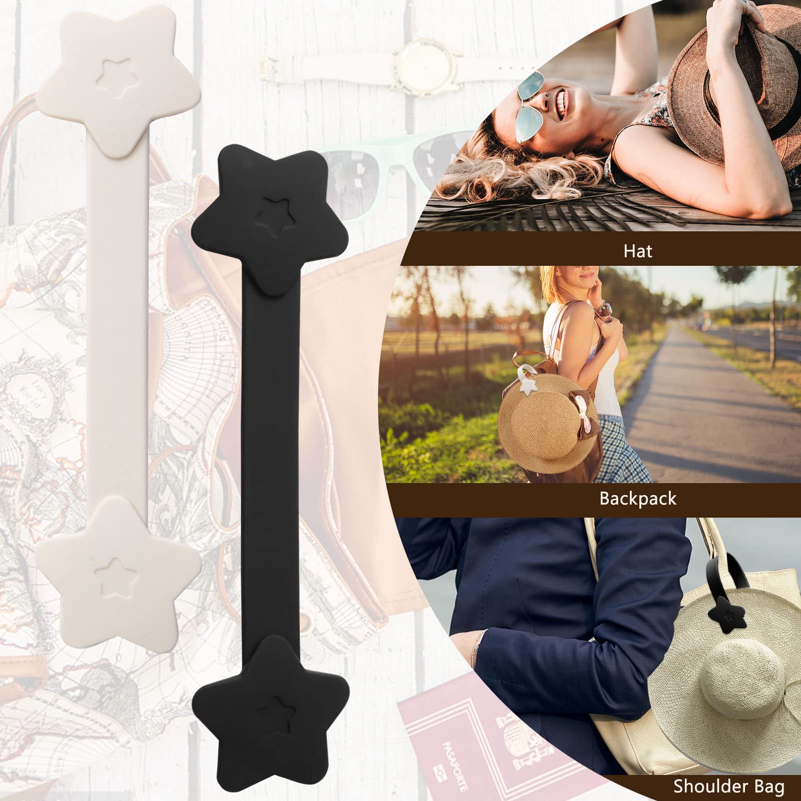 Clip magnético para sombrero de viaje, accesorio para bolsa, mochila, portátil al aire libre, mujeres (negro y beige)