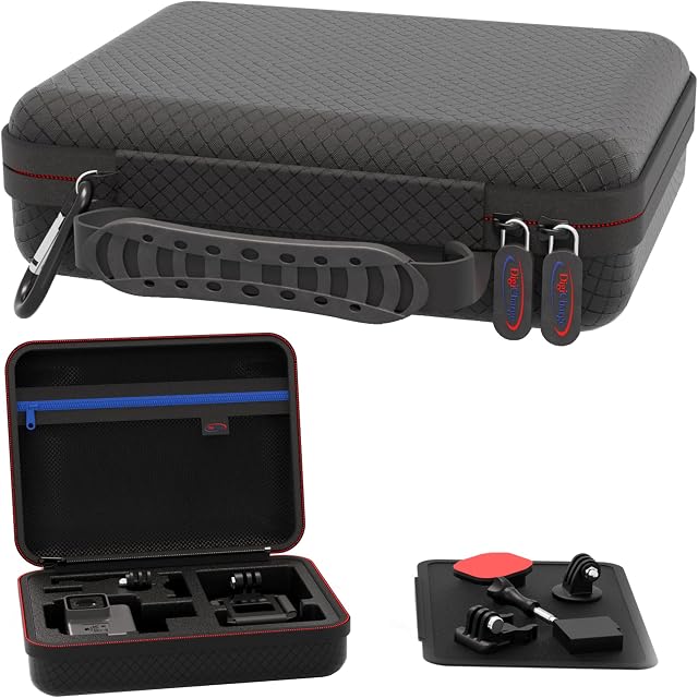 Digicharge Carry Travel Case, Compatible with Action Cameras Gopro Hero11 Hero10 Max Hero9 Hero8 Hero 11 Mini 10 9 8 7 Akaso Apexcam Dragon Touch Vemont Cam Small (22x17x6cm) Accessory Kit Cam Bag