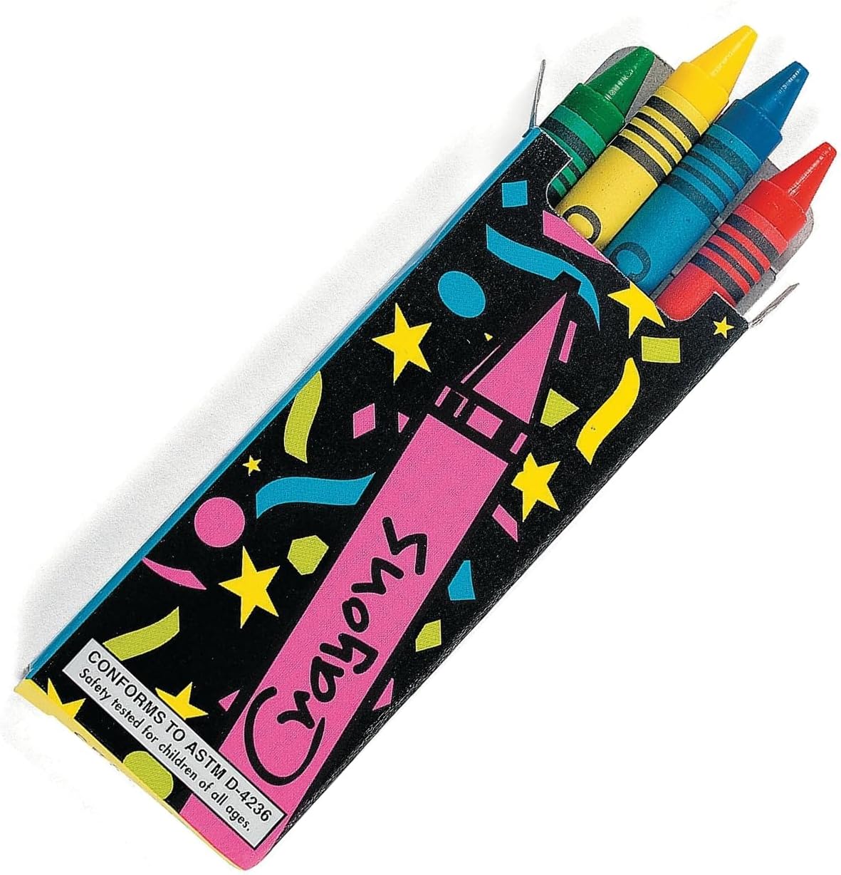 Bright Crayons - Basic School Supplies & Crayons(4 assorted crayons per box 2 dozen boxes per unit)