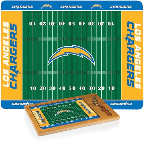 Vista 85 de PICNIC TIME NFL Football Field Icon - Juego de tabla de cortar y cuchillos con parte superior de vidrio, (Parawood y bambú)