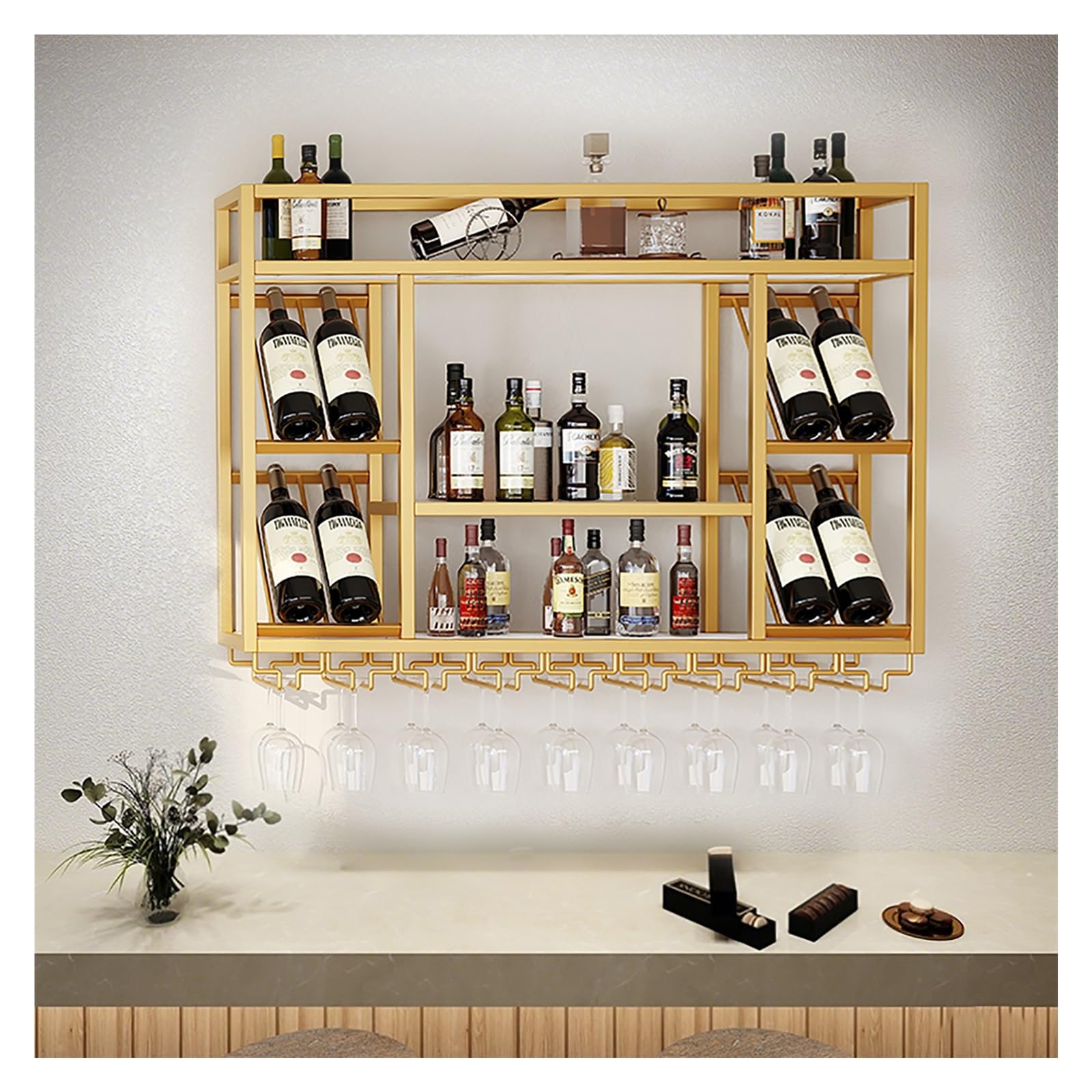 Porte-bouteilles mural pour une ambiance de bar chaleureuse