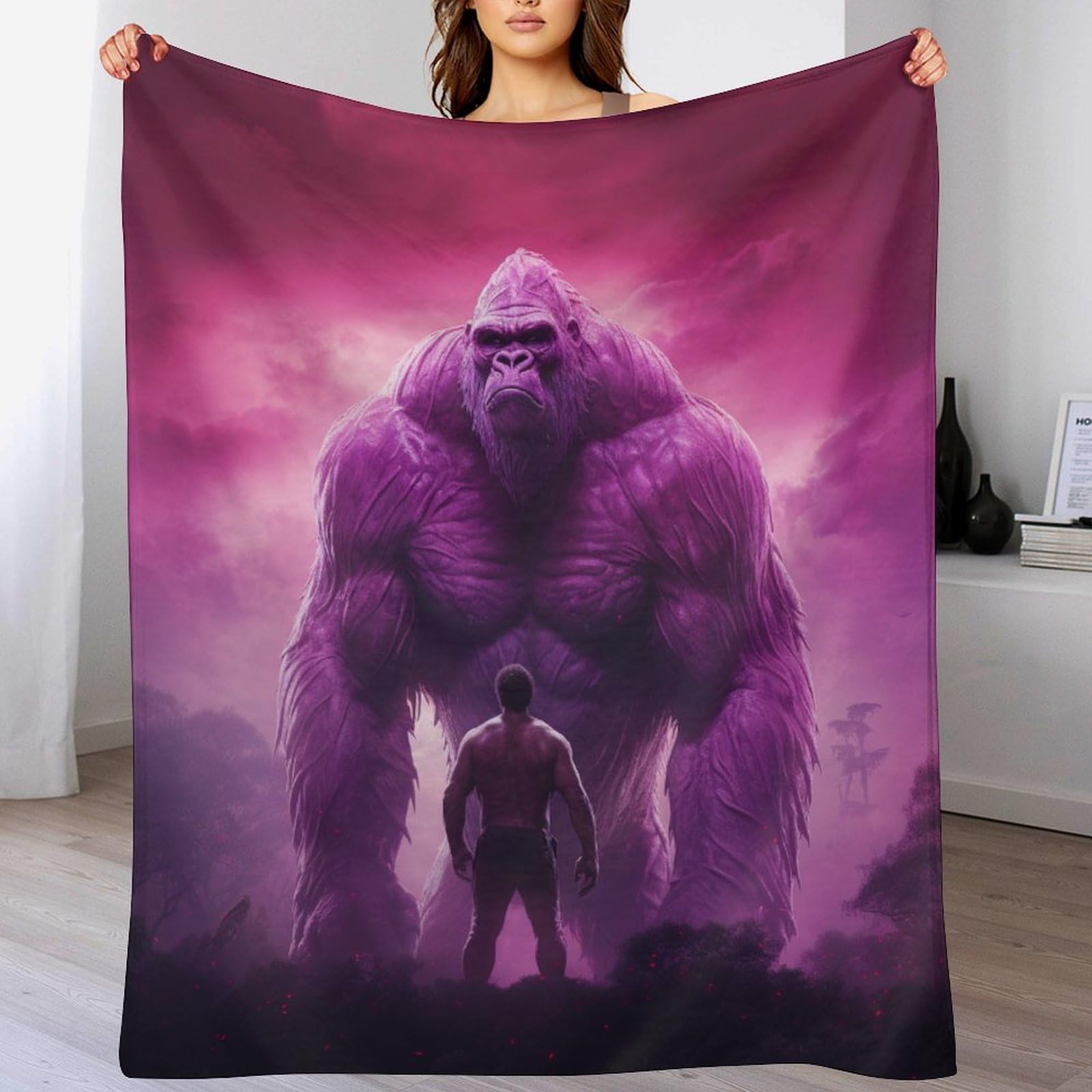 Couverture polaire gorille douce et chaude pour lit et canapé