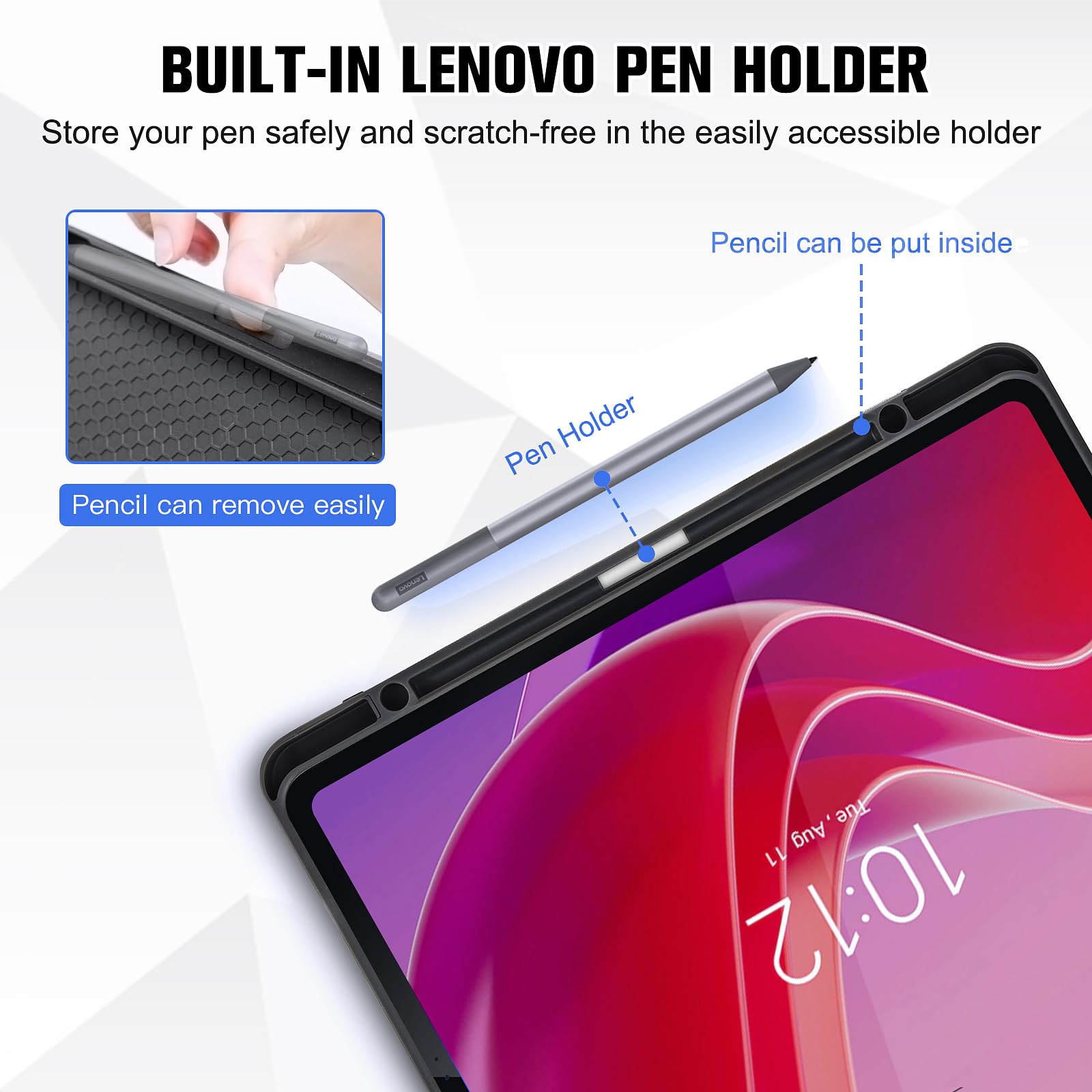 DLveer Cover per Lenovo Tab M11 11 Pollici con Porta Penna - Ultra Sottile Smart Cover Morbida in TPU con Supporto,Funzione Auto Svegliati/Sonno,Custodia Per Lenovo Tab M11 11'' TB330FU/TB330XU,Nero