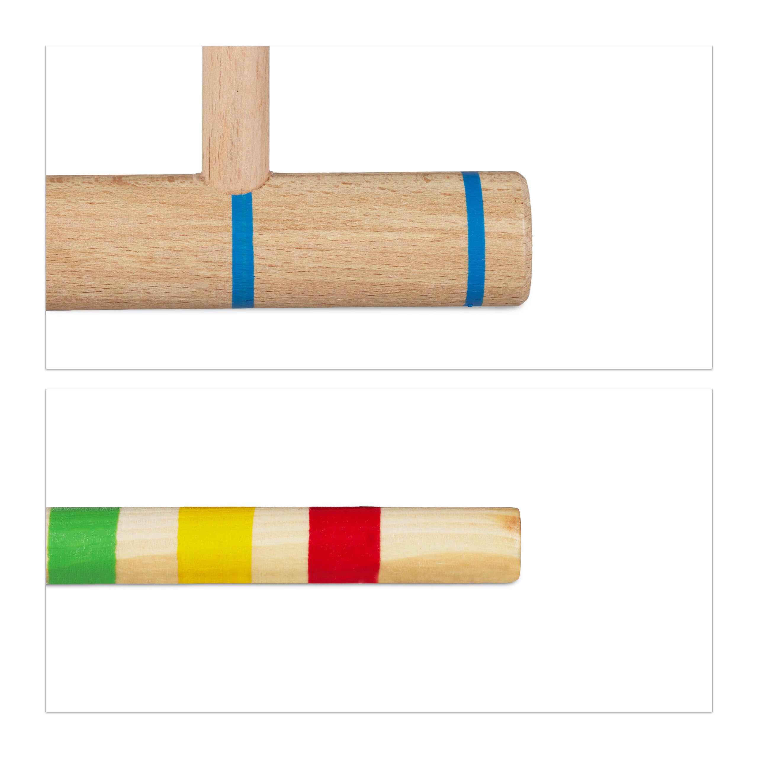 Relaxdays Jeu de Croquet Set Complet 8 Joueurs Enfants Adultes avec Sac Maillets Multicolore