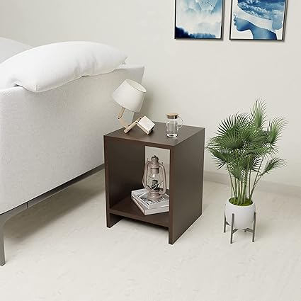 Redwud Lio Engineered Wood Multipurpose Side Table for Living Room & Bedside with Storage (Wenge)