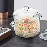 Vista 9 de Kichvoe Cacerola de vidrio transparente con tapa y asas, olla de cocción transparente, olla a fuego lento, utensilios de cocina de vidrio